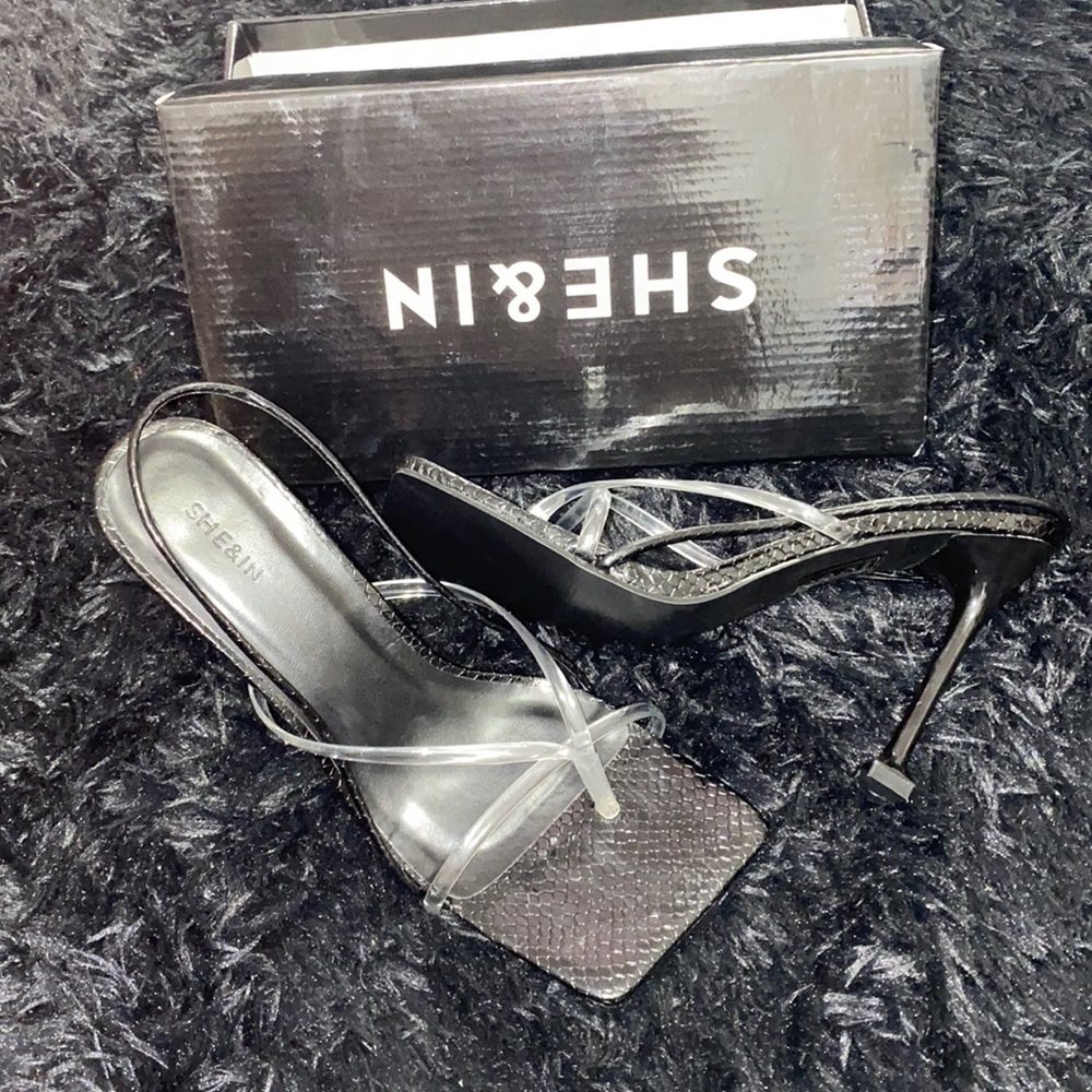 Black Square Toe Heels/Sandals